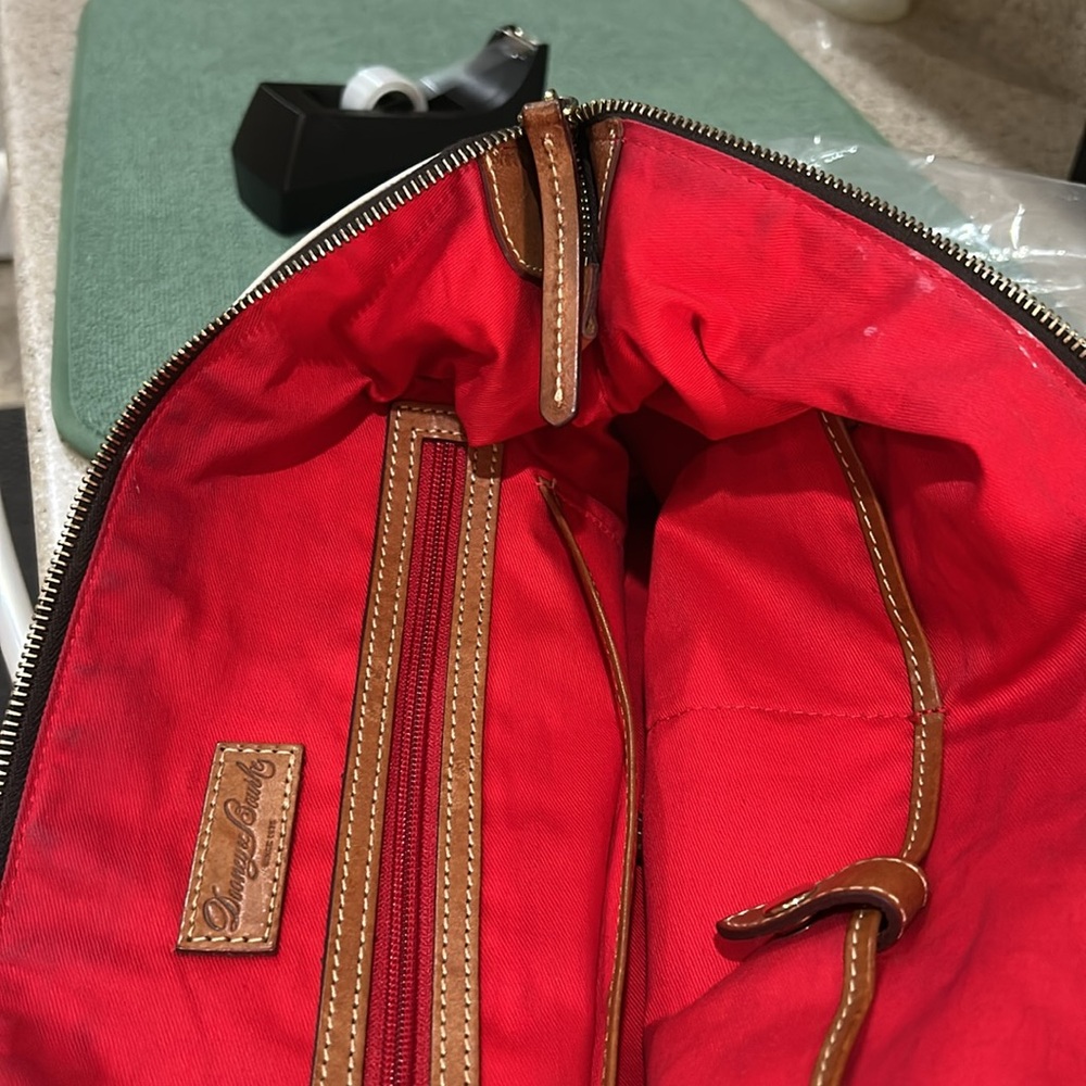 Dooney & Bourke O-ring Red & White Leather Big Shopper Tote - Picture 16 of 16